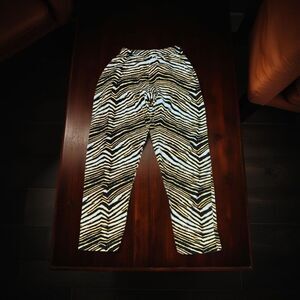 Vintage 90s Zubaz Pants Pittsburg Steelers Zebra Design Parachute Pants Size L